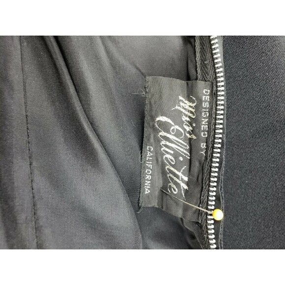 VTG Miss Elliette Black Peplum Dress Womens Small/Medium? Sleeveless Velvet Bow - Picture 6 of 7